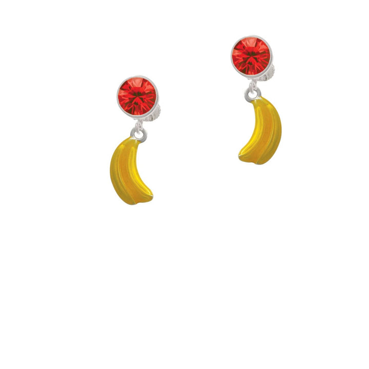 3-D Yellow Enamel Bananas Crystal Clip On Earrings Image 1