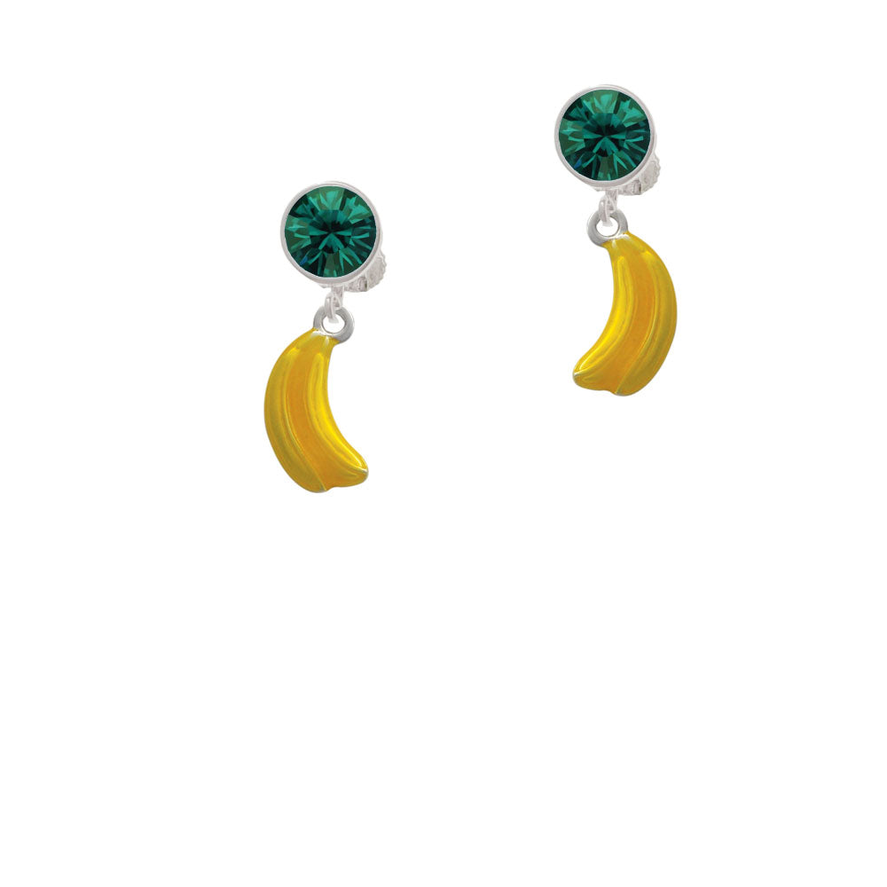 3-D Yellow Enamel Bananas Crystal Clip On Earrings Image 6