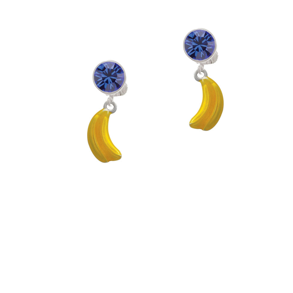 3-D Yellow Enamel Bananas Crystal Clip On Earrings Image 7