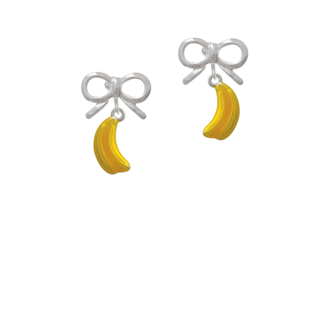 3-D Yellow Enamel Bananas Crystal Clip On Earrings Image 9