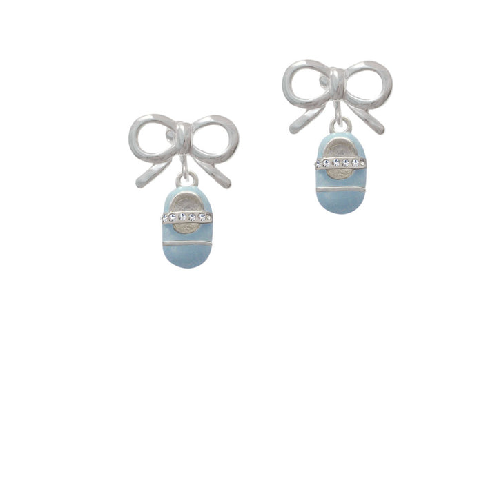 Light Blue Baby Shoe with Crystal Strap Crystal Clip On Earrings Image 9