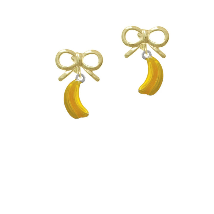 3-D Yellow Enamel Bananas Crystal Clip On Earrings Image 10