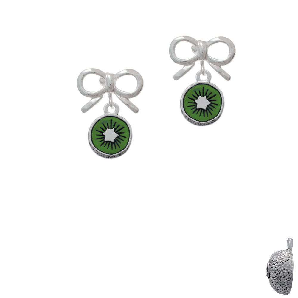 3-D Green Enamel Kiwi Crystal Clip On Earrings Image 9