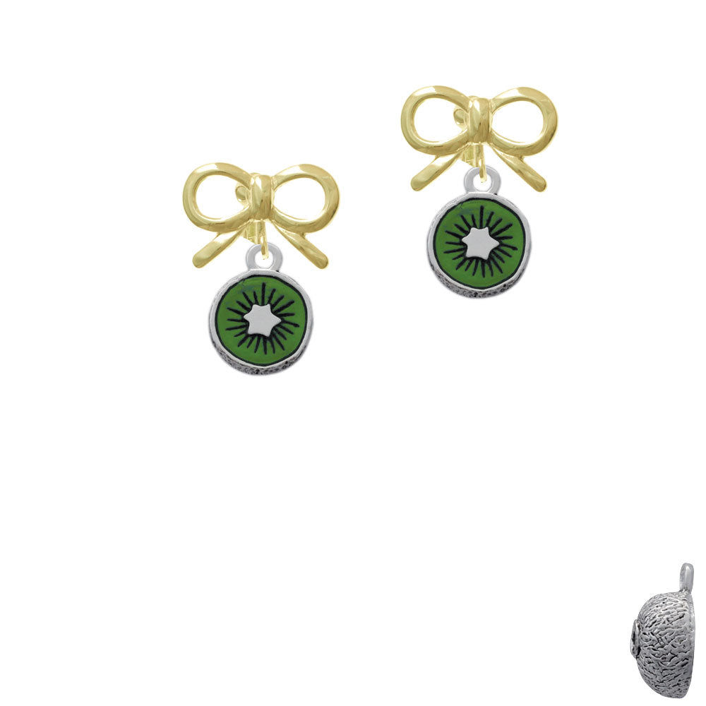 3-D Green Enamel Kiwi Crystal Clip On Earrings Image 10