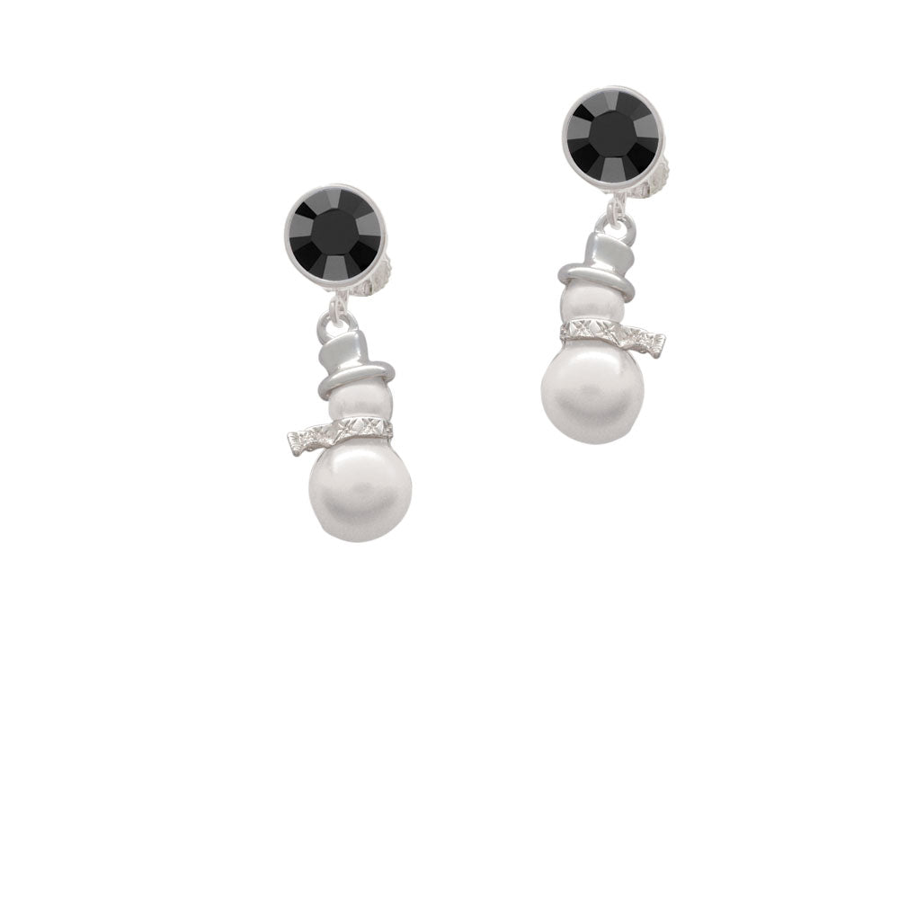 Imitation Pearl Snowman Crystal Clip On Earrings Image 3