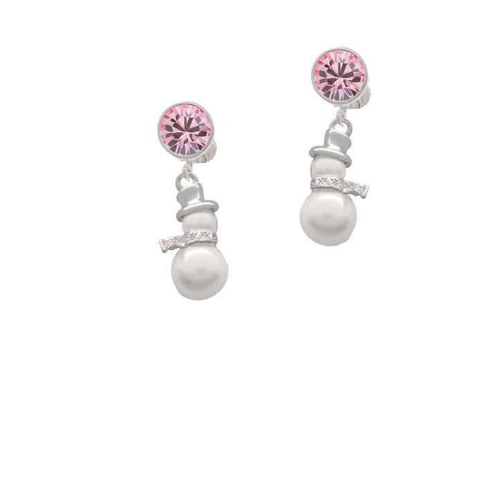 Imitation Pearl Snowman Crystal Clip On Earrings Image 4