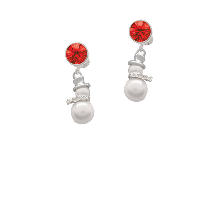 Imitation Pearl Snowman Crystal Clip On Earrings Image 4