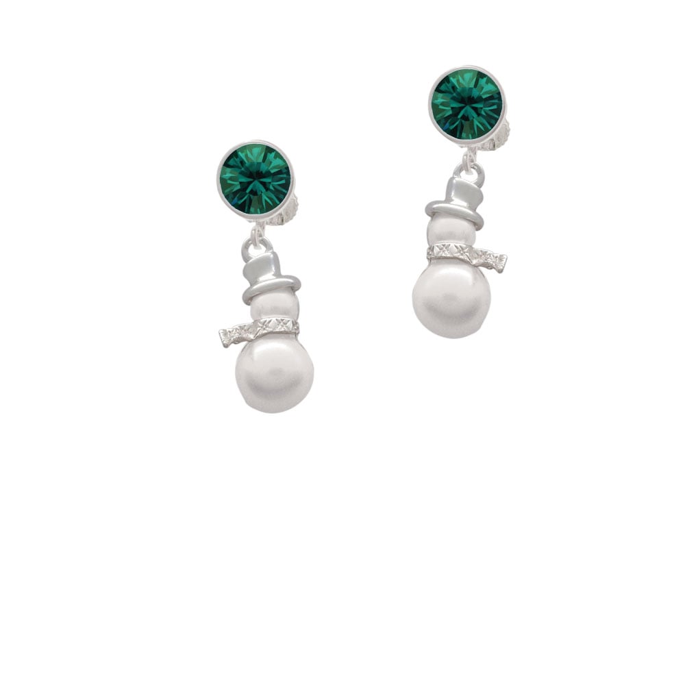 Imitation Pearl Snowman Crystal Clip On Earrings Image 1