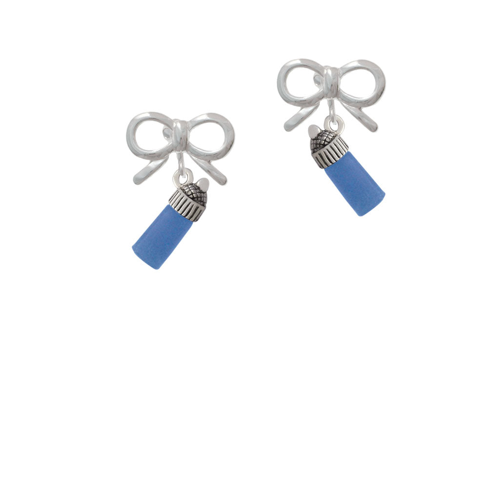 3-D Blue Baby Bottle Crystal Clip On Earrings Image 9