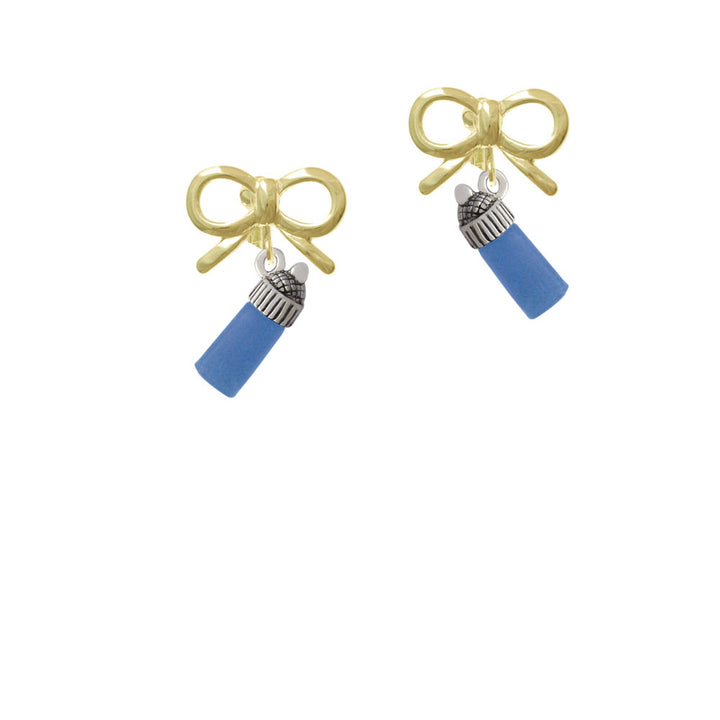 3-D Blue Baby Bottle Crystal Clip On Earrings Image 10