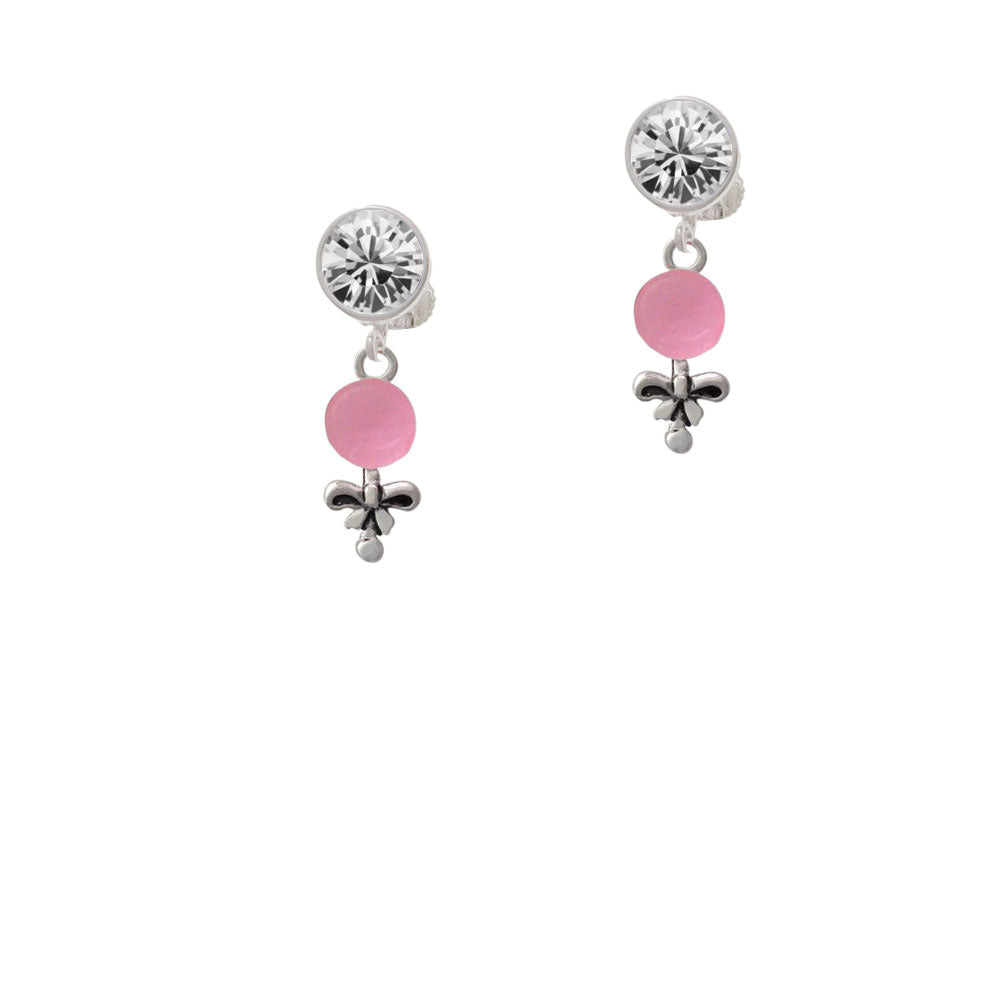 Pink Baby Rattle Crystal Clip On Earrings Image 2