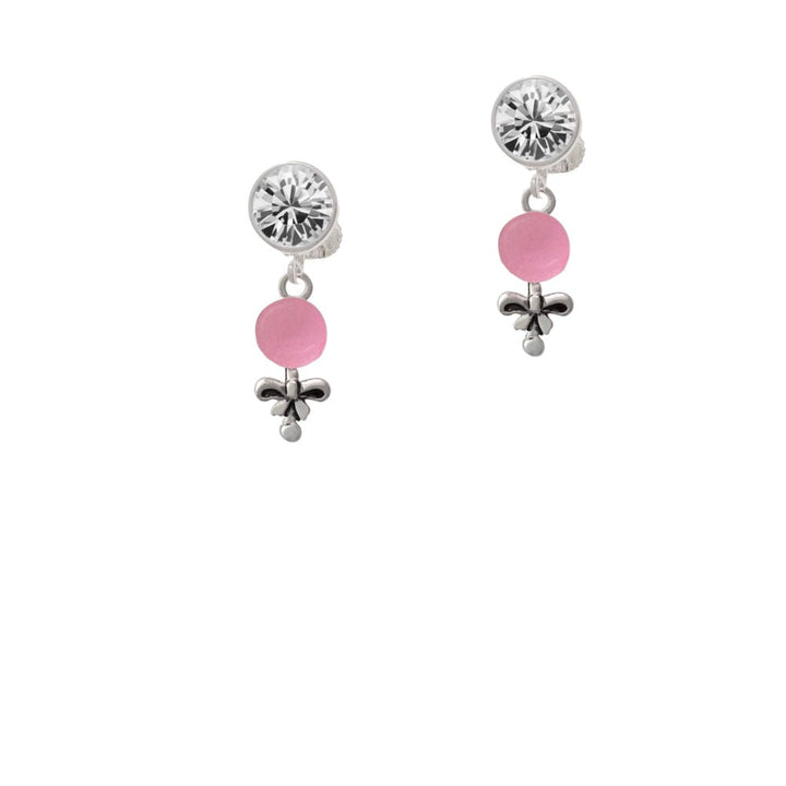 Pink Baby Rattle Crystal Clip On Earrings Image 1