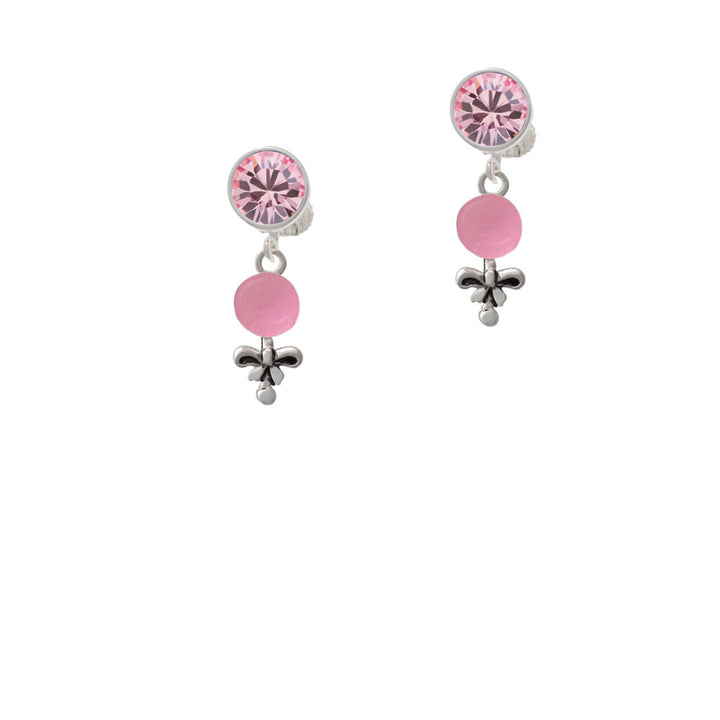 Pink Baby Rattle Crystal Clip On Earrings Image 4