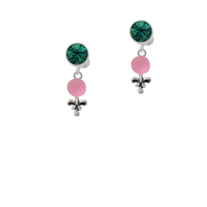 Pink Baby Rattle Crystal Clip On Earrings Image 1