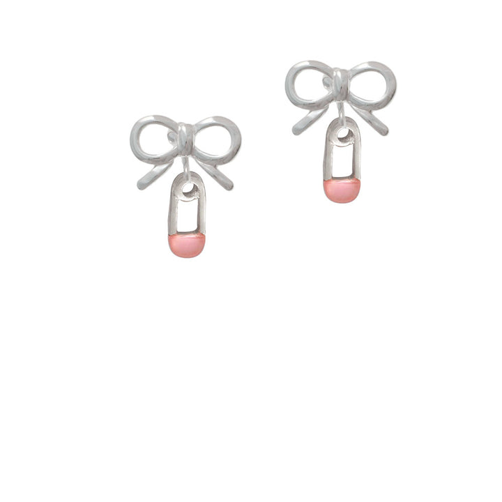 2-Sided Pink Baby Safety Pin Crystal Clip On Earrings Image 9