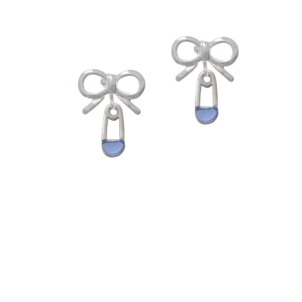 2-Sided Blue Baby Safety Pin Crystal Clip On Earrings Image 9