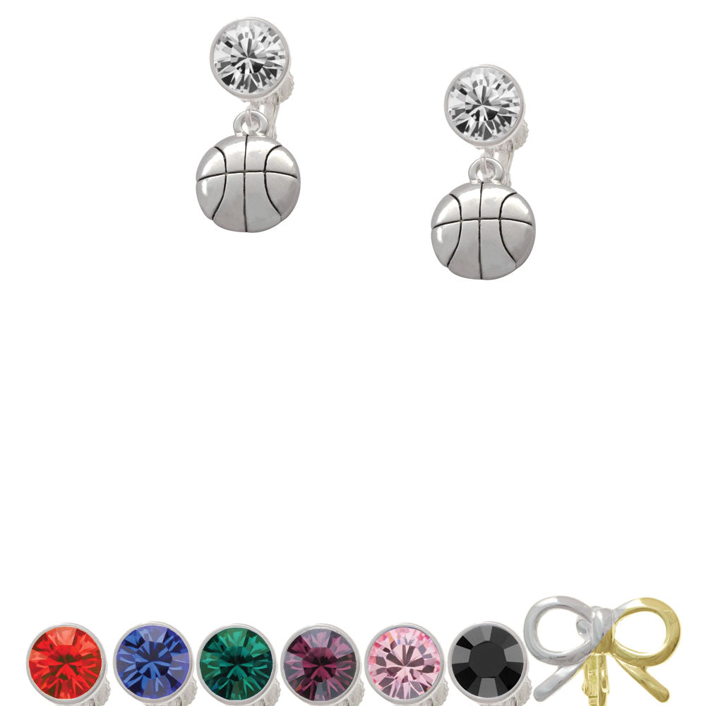 Large Basketball Crystal Clip On Earrings Image 1