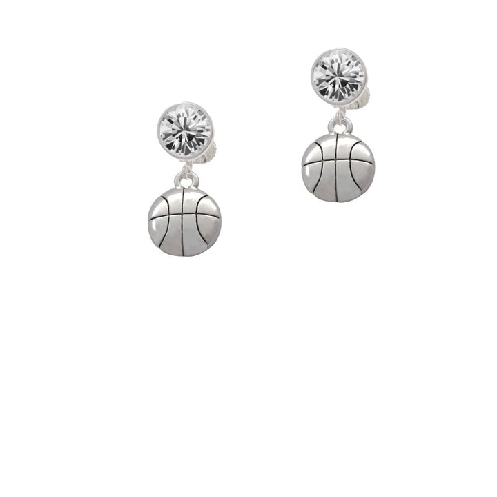 Large Basketball Crystal Clip On Earrings Image 1