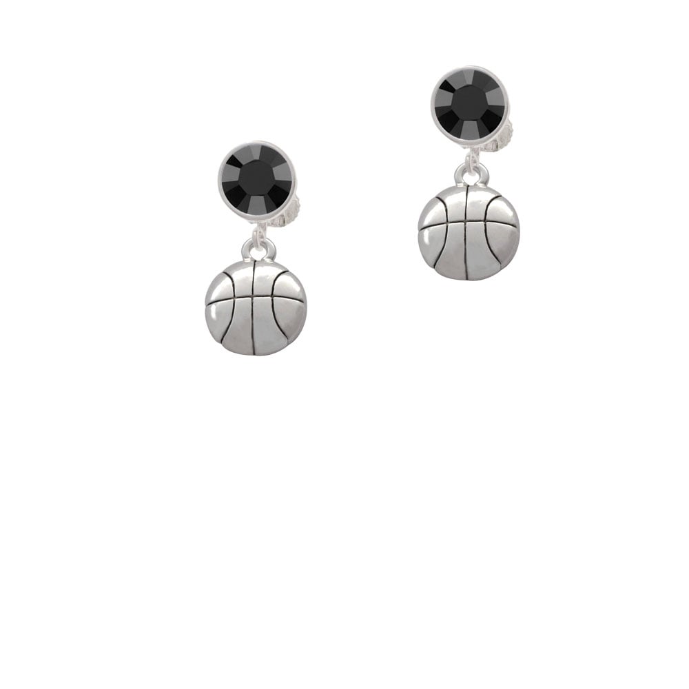 Large Basketball Crystal Clip On Earrings Image 3