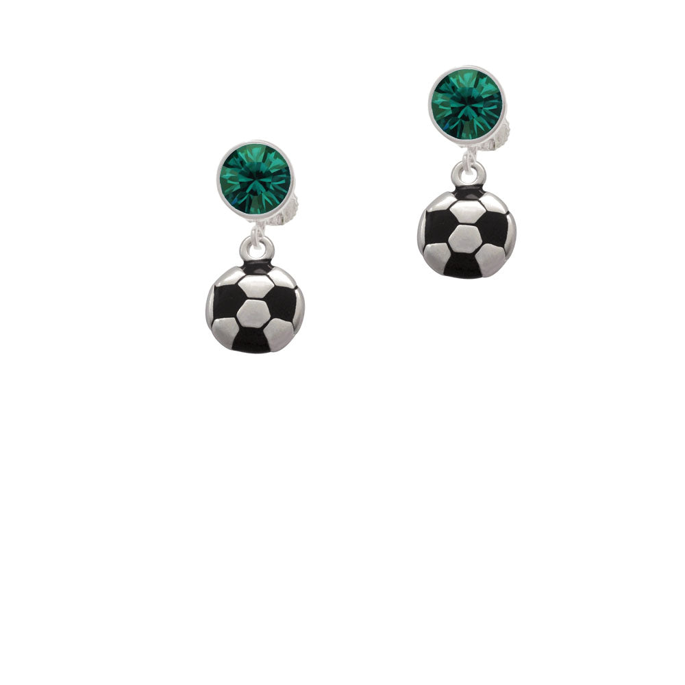 Soccer ball Crystal Clip On Earrings Image 6