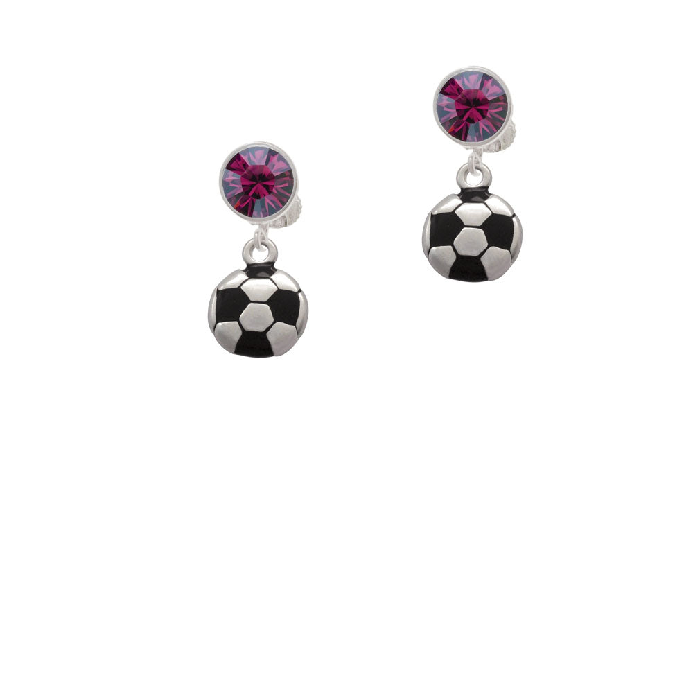 Soccer ball Crystal Clip On Earrings Image 8