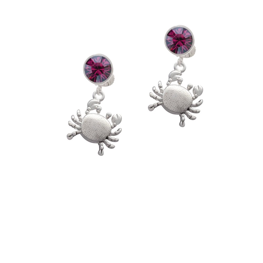 Antiqued Crab Crystal Clip On Earrings Image 1