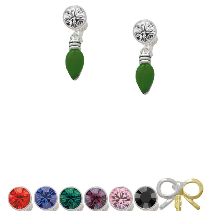 Christmas Lights - Green Resin Crystal Clip On Earrings Image 1