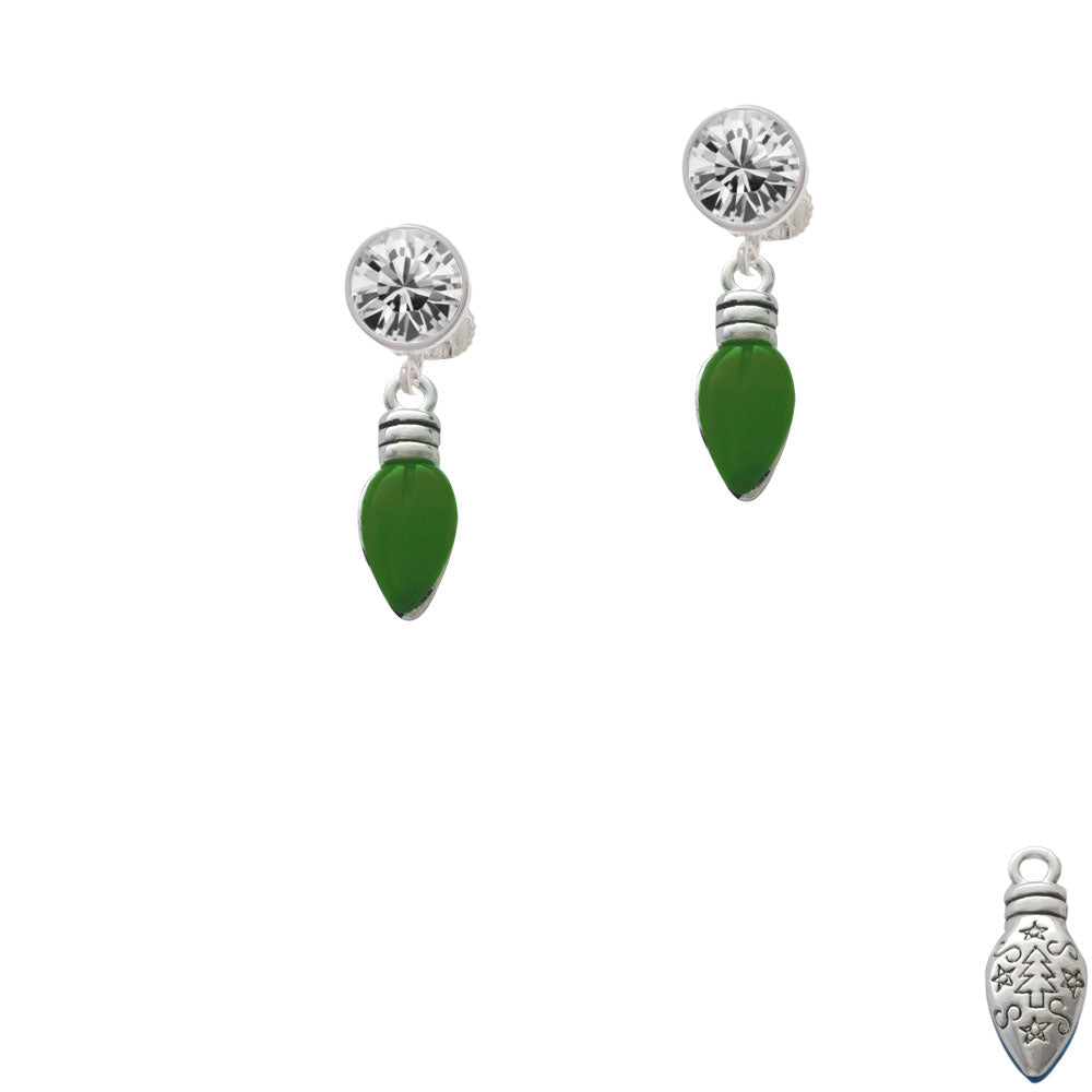 Christmas Lights - Green Resin Crystal Clip On Earrings Image 2