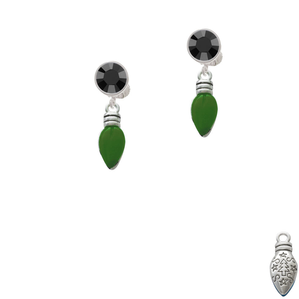 Christmas Lights - Green Resin Crystal Clip On Earrings Image 3