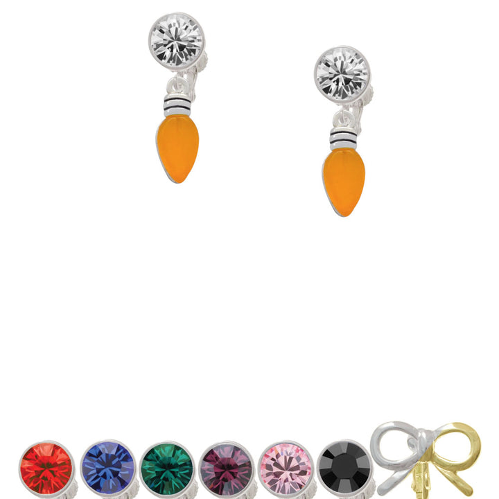 Christmas Lights - Hot Orange Resin Crystal Clip On Earrings Image 1