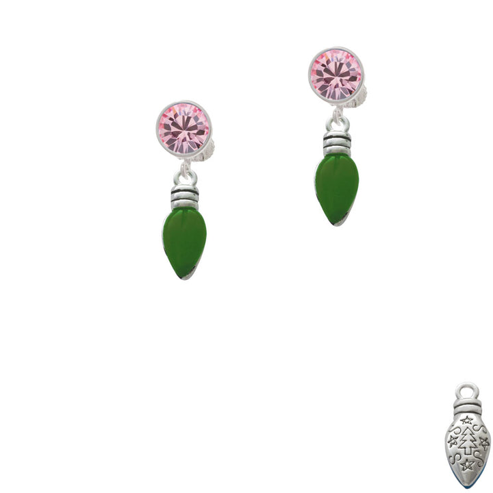 Christmas Lights - Green Resin Crystal Clip On Earrings Image 4