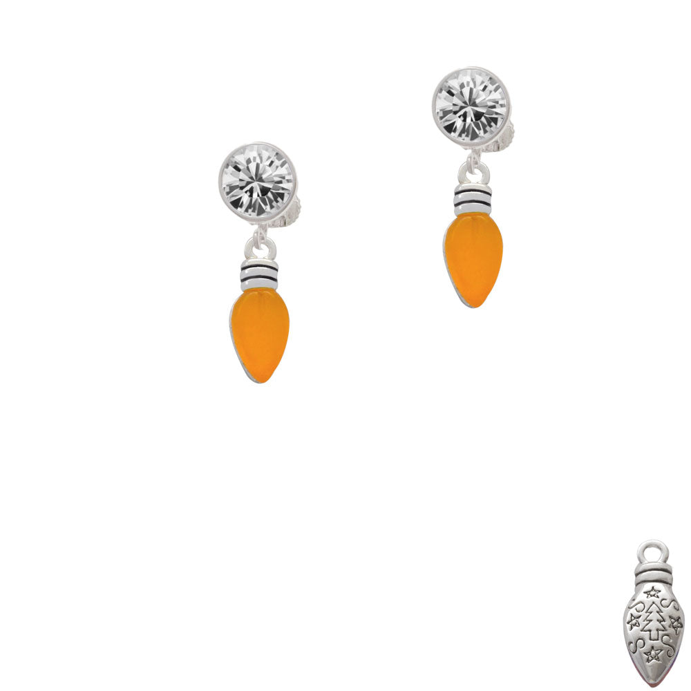 Christmas Lights - Hot Orange Resin Crystal Clip On Earrings Image 2