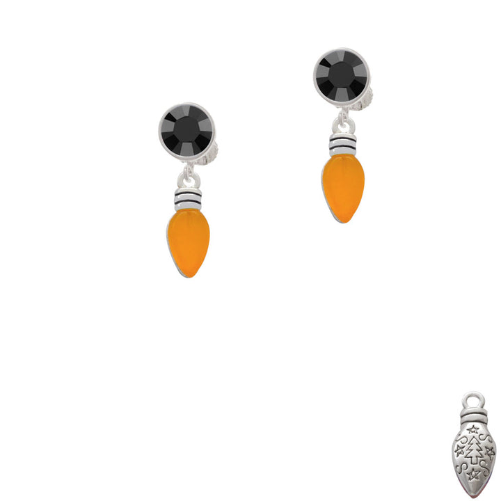 Christmas Lights - Hot Orange Resin Crystal Clip On Earrings Image 3