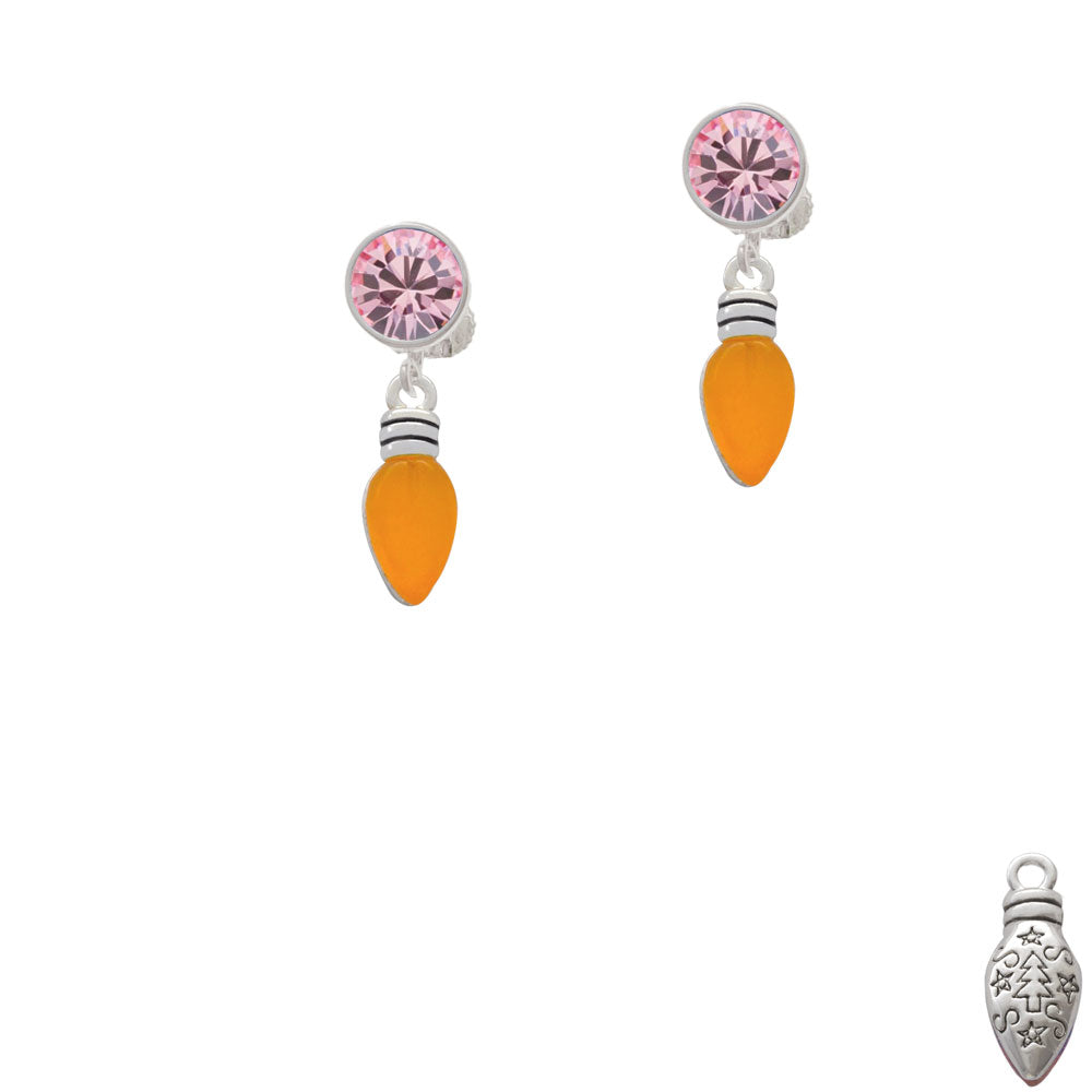 Christmas Lights - Hot Orange Resin Crystal Clip On Earrings Image 4