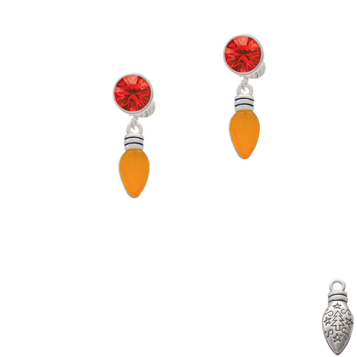 Christmas Lights - Hot Orange Resin Crystal Clip On Earrings Image 4