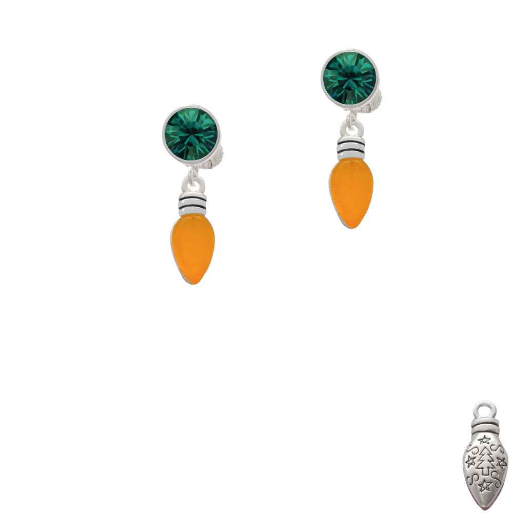 Christmas Lights - Hot Orange Resin Crystal Clip On Earrings Image 6