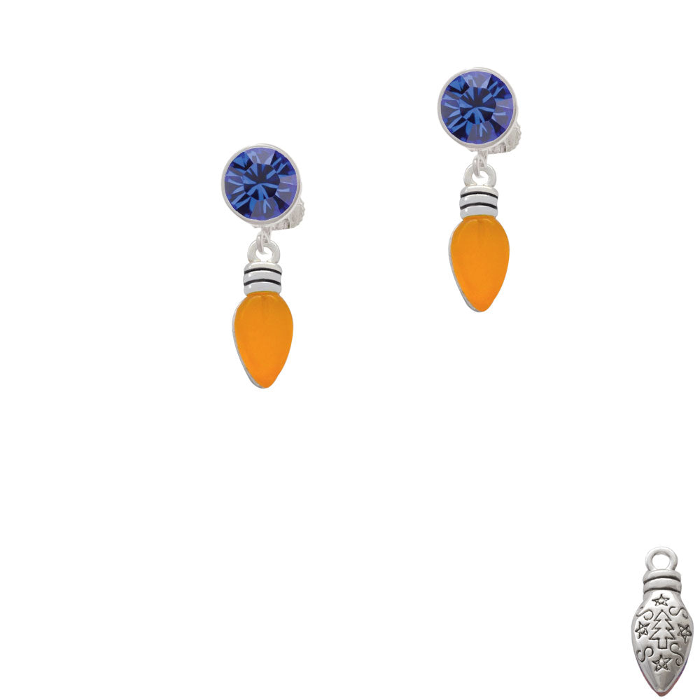 Christmas Lights - Hot Orange Resin Crystal Clip On Earrings Image 7