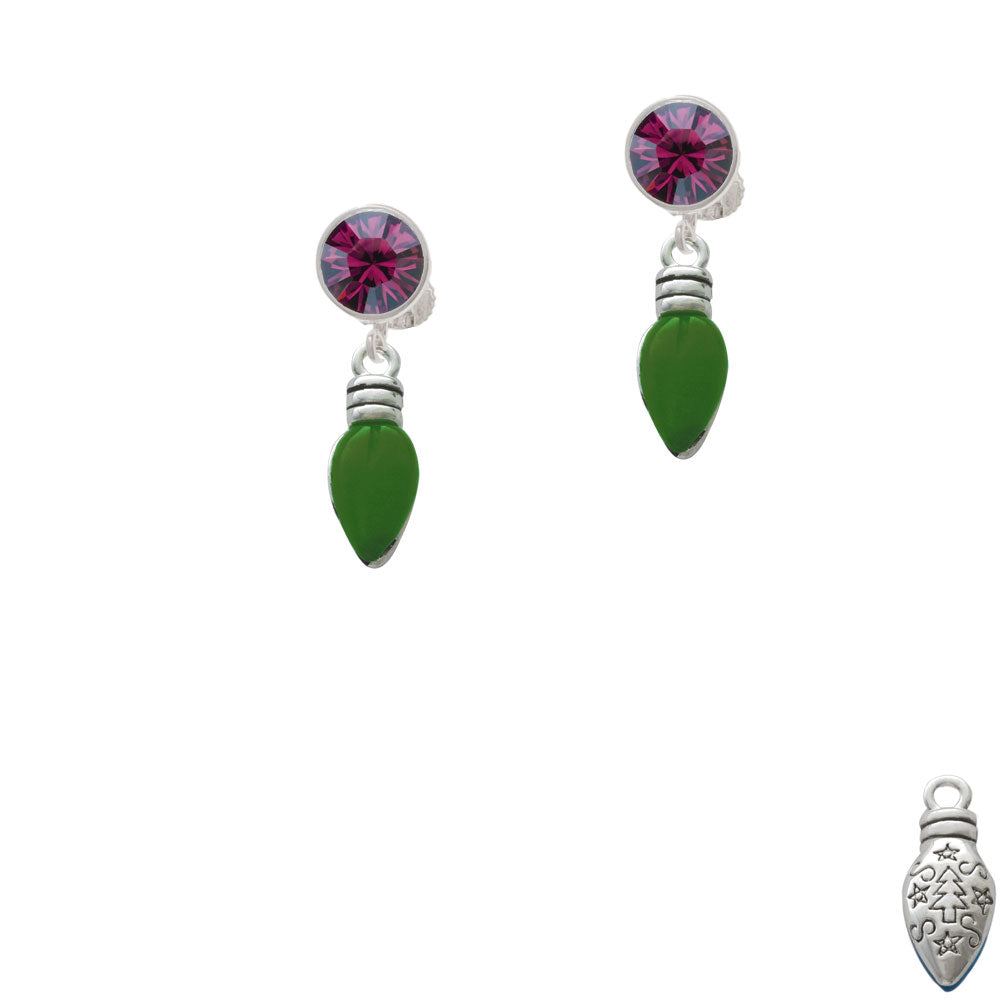 Christmas Lights - Green Resin Crystal Clip On Earrings Image 8