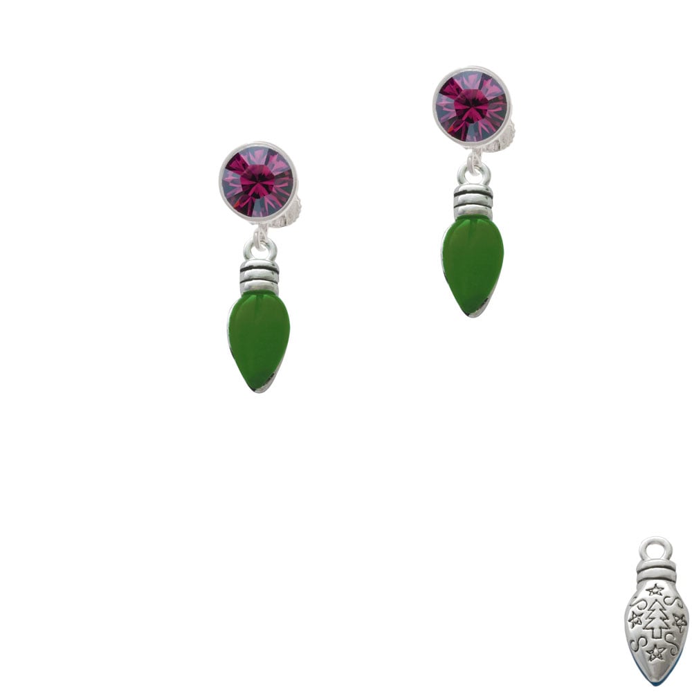 Christmas Lights - Green Resin Crystal Clip On Earrings Image 1