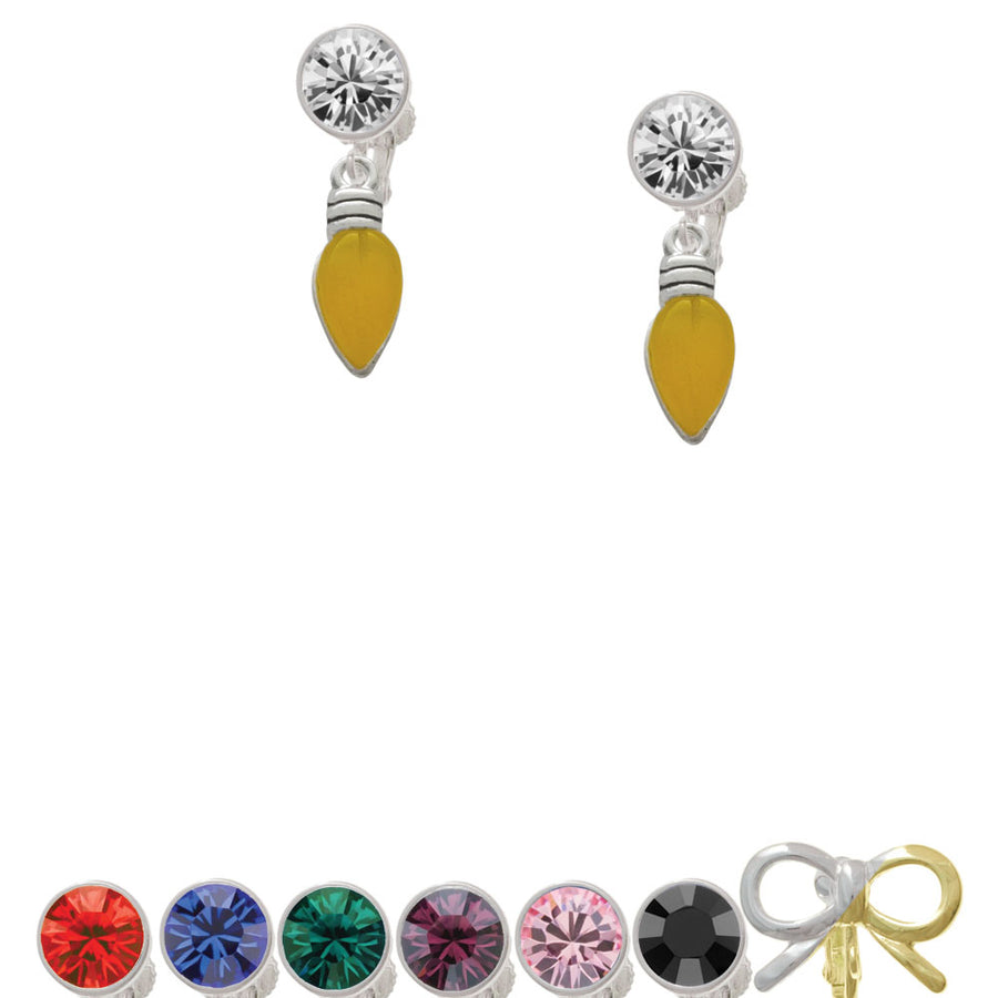 Christmas Lights - Hot Yellow Resin Crystal Clip On Earrings Image 1