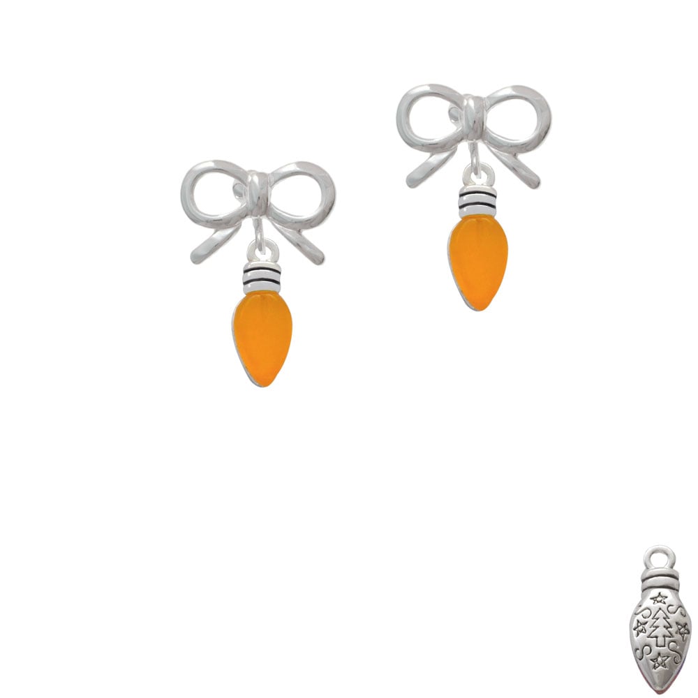 Christmas Lights - Hot Orange Resin Crystal Clip On Earrings Image 9