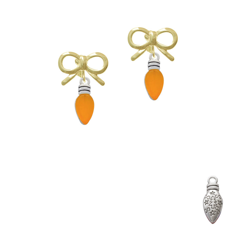 Christmas Lights - Hot Orange Resin Crystal Clip On Earrings Image 10