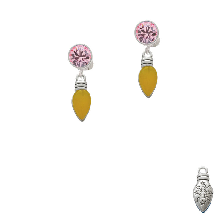 Christmas Lights - Hot Yellow Resin Crystal Clip On Earrings Image 4