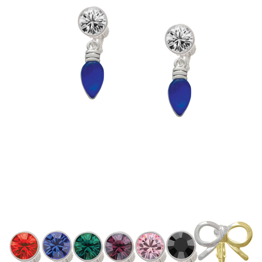 Christmas Lights - Blue Resin Crystal Clip On Earrings Image 1