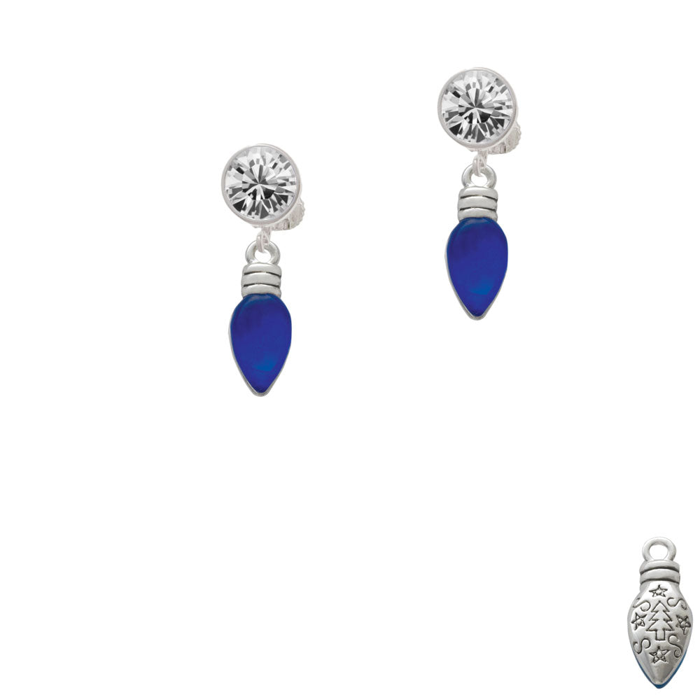 Christmas Lights - Blue Resin Crystal Clip On Earrings Image 2