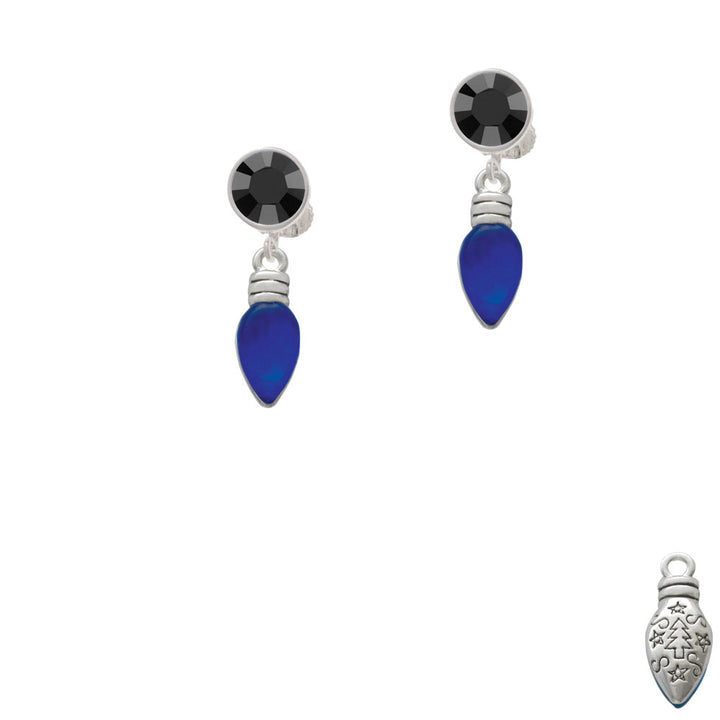 Christmas Lights - Blue Resin Crystal Clip On Earrings Image 3