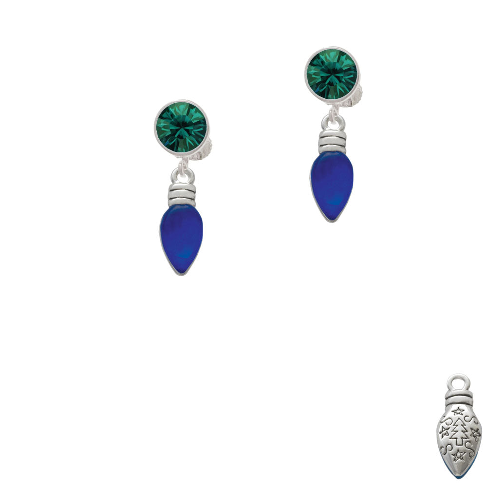 Christmas Lights - Blue Resin Crystal Clip On Earrings Image 6