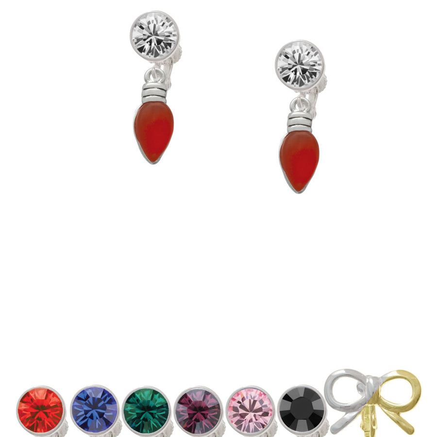 Christmas Lights - Red Resin Crystal Clip On Earrings Image 1