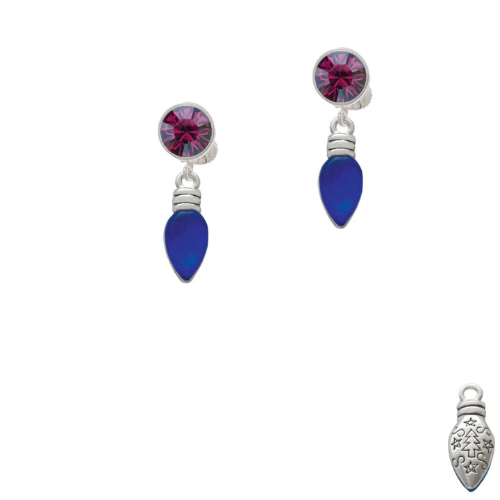 Christmas Lights - Blue Resin Crystal Clip On Earrings Image 8