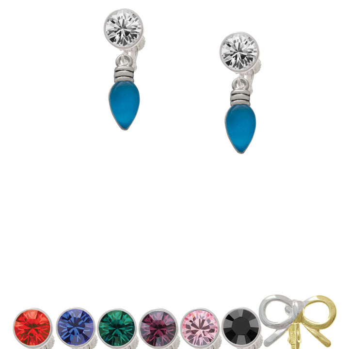 Christmas Lights - Hot Blue Resin Crystal Clip On Earrings Image 1